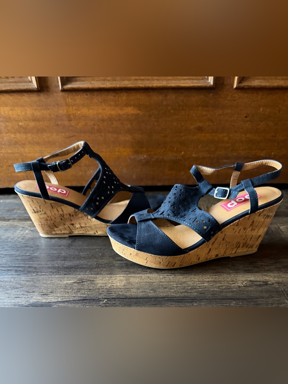 Pop Dareese Cork Wedge Platform Heels in Navy Size 9.5M - Picture 5 of 10